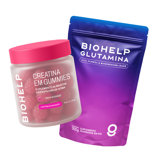 Glutamina + Creatina em Gummies Morango + Frete Grátis