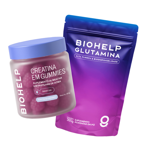 Glutamina + Creatina em Gummies Uva + Frete Grátis